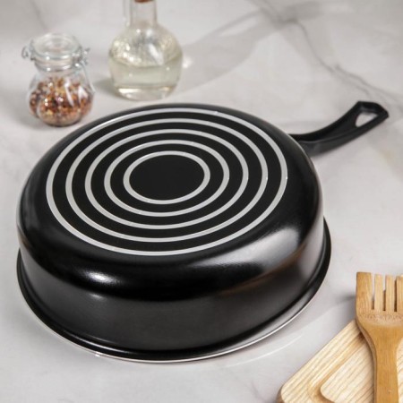 Steven Consul, 2.8 l, d = 24 cm, glass cover, plastic handle, anti -stick coating, black color-2