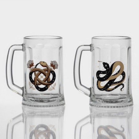 New Year's glass mug for beer "Golden Snakes", 500 ml, mix-5
