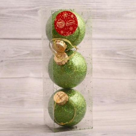 Set of balls plastic D-8 cm, 3 pcs "Thebes" green-1