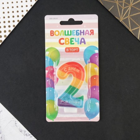A candle for a cake, a number with color application of 2 "Happy Birthday".-4