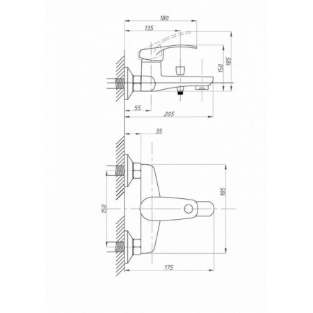 Fauzt FZS-840-115 bath mixer, one-leaf, shower set, chrome-3