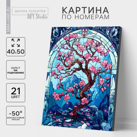 Picture on numbers on a canvas with a subframe "Sakura", 40 x 50 cm