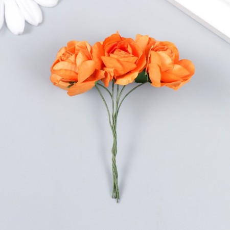 Decor for creativity "Tea roses" (set-bouquet 6 flowers) 9.5 cm d = 3 cm mix-2