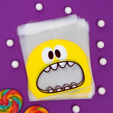 BOPP package with sticky tape, "monstrik", 14*14+3cm