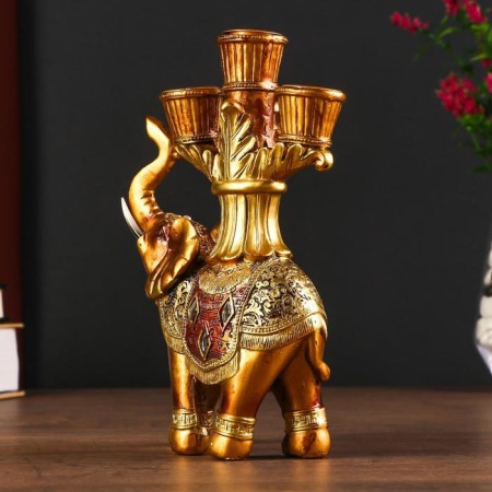 Souvenir Polystone SPRAGE "African elephant in the gold, openwork blanket" 19x12.5x5 cm-2