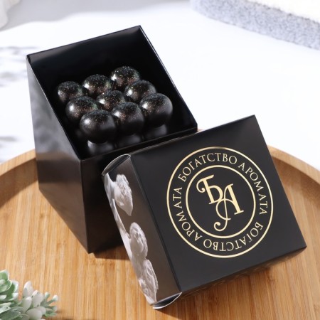 Figure candle "Babble" Big Cube, 5x5x5 cm, black velvet, in the box-2
