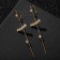 Earring "caffe" pin, rhinestones, white color in gold