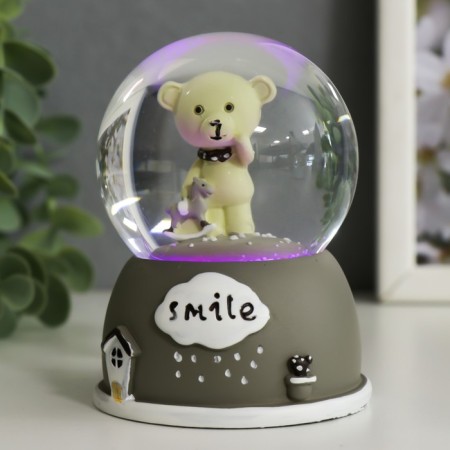 Souvenir Polystone Water Ball Light "Bear with a scarf on the neck" mix d = 6.5 cm 9x7x7 cm-8