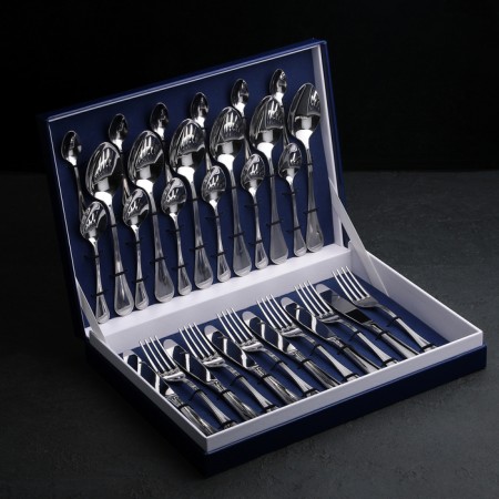 Set of dining room "Sonata" ("imperial"), 30 items, thickness 2 mm, decorative box, silver color