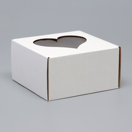 Box for the cake, with a window, "heart", 20 x 20 x 10 cm