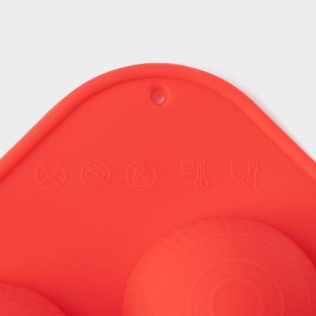 Form for chocolate of the share "Shar", silicone, 15 × 15 × 2 cm, 6 cells, red color-4