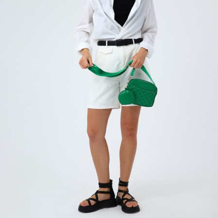 Bag Cross-Bodi with a zipper, green color-10