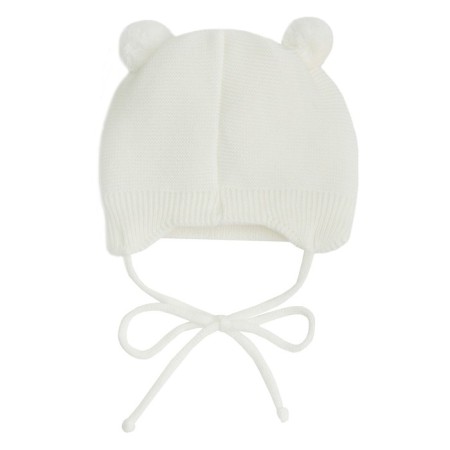 A cap on ties with pompons Children's Amarobaby Pure Love Pompony, with a lining, size 38-40 cm, milk color-5