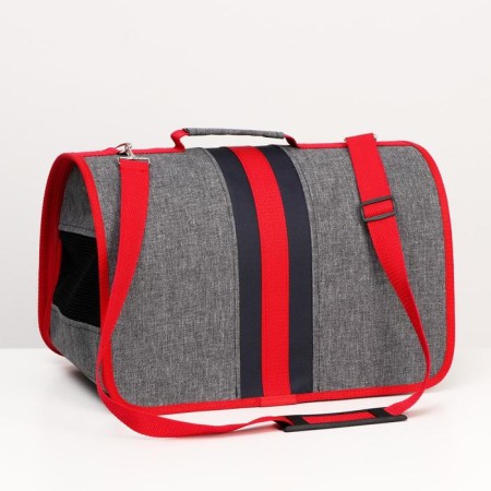 Bag - Animal carrying, frame, folding, 40 x 25 x 26 cm, red -gray-2