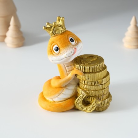 Piglite Polystone "Snake in a crown with coins" 8x6.5x10 cm