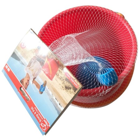 Hape sandbox toys, red bucket and blue scoop-1