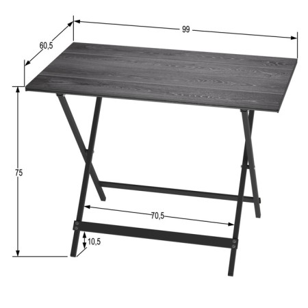 Folding table "lounge", 990 × 605 × 750 mm, color DPP gray / frame metal black matte-2