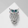 Brooch "Owl", white-blue color in silver