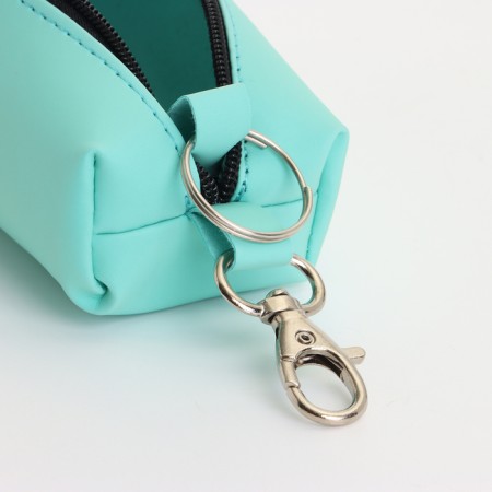 Key of zipper, length 16 cm, ring, carbine, turquoise color-1