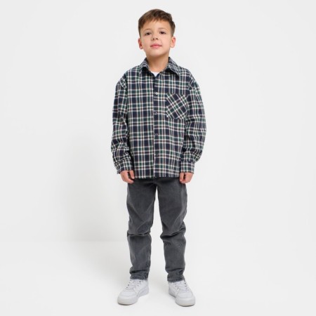 A shirt for a boy in a cage KAFTAN, p. 34 (122-128 cm)-3