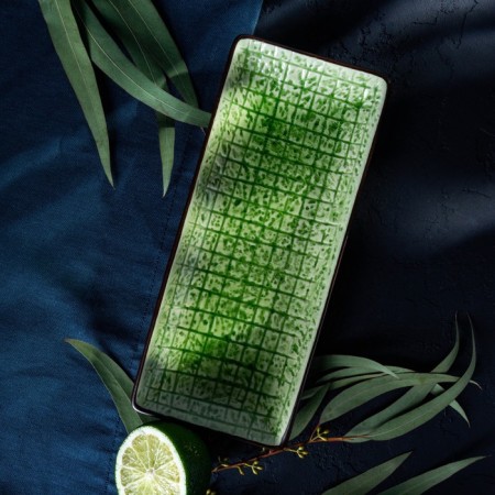 Ceramic rectangular "Tallula", 23.5 × 10 cm, green color-2