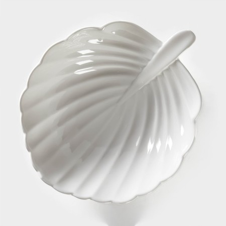 Porcelain salad Magistro "Blanche. Sheet ", 800 ml, 24.5 × 20.5 cm, white color-2