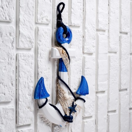 Interior anchor with a rope and a star, white-blue 5*23*32cm-1