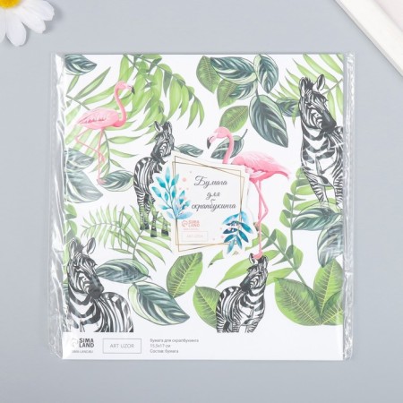 Scrapbooking paper "Flamingo and zebra" density 180 g 15.5x17 cm-3