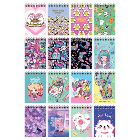 Notepad A7, 40 sheets in a cage on the crest "MIX for Girls", covered cardboard, mix