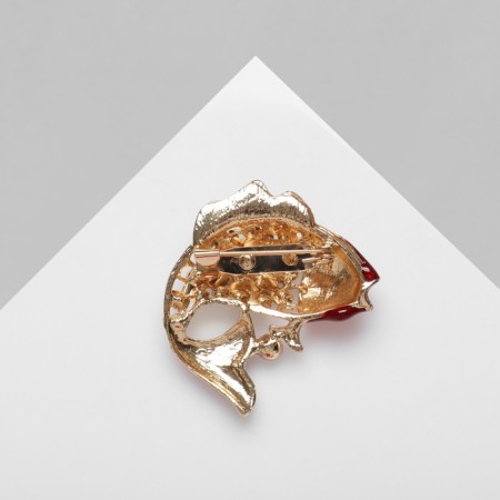 Brooch "Fish", red-white color in gold-2