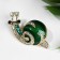 Brooch "Snail", white-green color in gold