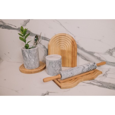 Magistro marble rolling pin, with a stand, 45 × 5 cm, white color-7