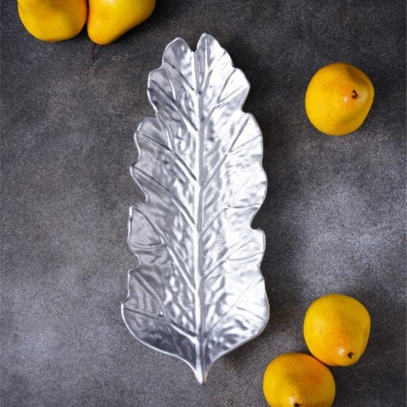 Fruit dish of Dolyana "Sebert leaf", 37 × 14 cm, silver color-4
