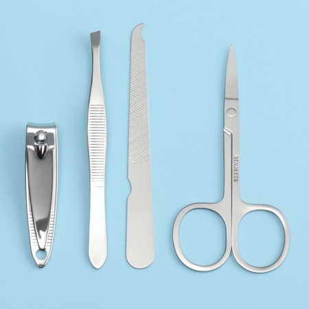 Manicure set, 4 objects, silver color-1