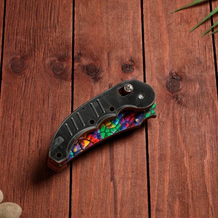 Wooden souvenir "Automatic folding knife" multi -colored vintage-3