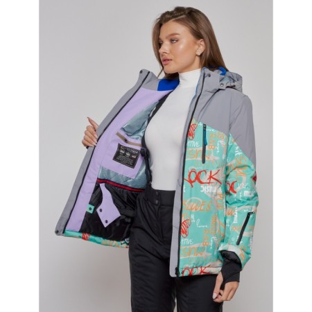 Ski jacket female winter, size 48, turquoise color-8