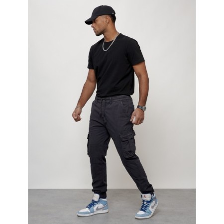 Cargo jeans men, size 46-48, dark gray color-1