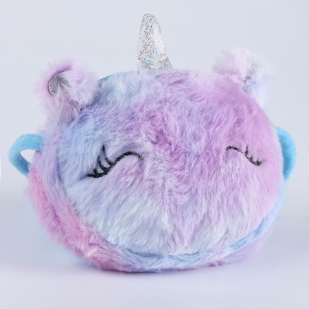 Plush handbag "unicorn" on the lace, lilac color-2