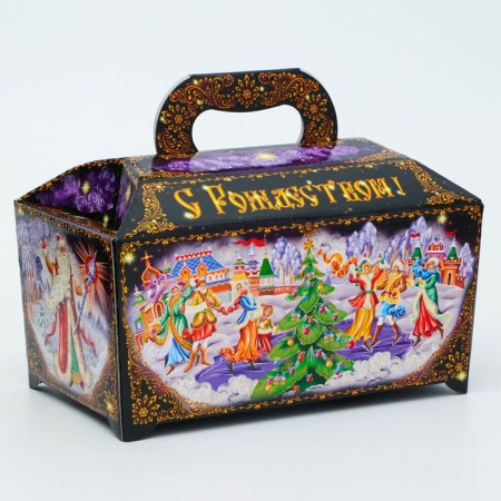 New Year. Gift box New Year's chest updated "winter fun" 25 x 15 x 15.5 cm.-1