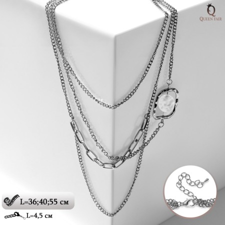 Beads "Chain" Pearl in a cut, white color in silver, 55 cm