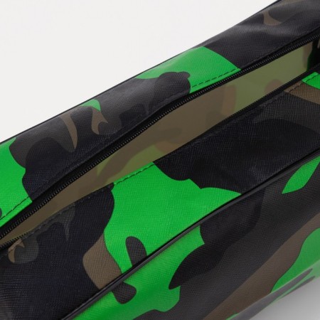 Cosmetic bag with zipper, green color/camouflage-2