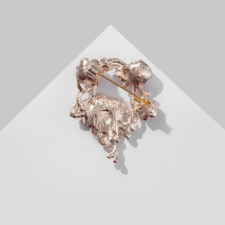 Brooch "Flower Quartet", brown color in pink gold-1