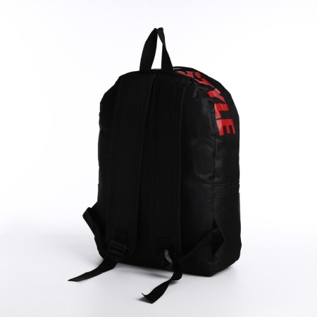A backpack with a zipper, an outer pocket, 2 side pockets, black/red color-3