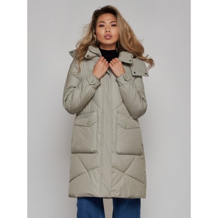 Coat insulated winter female, size 50, color light green-4