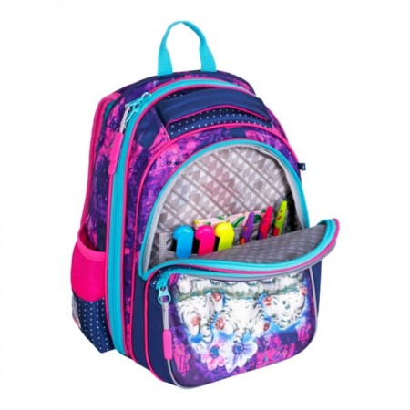 Frame backpack 39 x 29 x 17 cm, Across 410, filling: bag, pencil case, purple ACR22-410-14-5