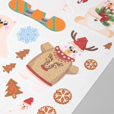 New Year sticker interior color "white bears" 30x40 cm-3