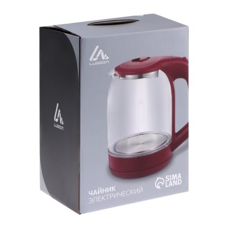 Electric kettle Luazon LSK-1809, glass, 1.8 l, 1500 watts, backlight, red-10