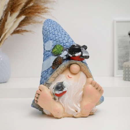 The piggy bank "Goblin in a blue cap with birds" 26x21x20cm