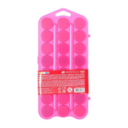 Watercolor honey 24 colors, ZHK "Flower", without brush, pink plastic case, 27421676-4