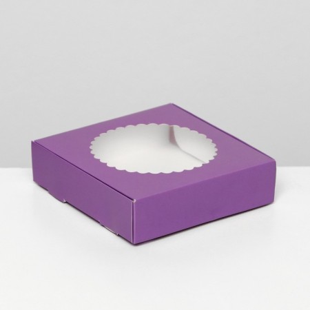 Gift box team with a window, 11.5 x 11.5 x 3 cm, lilac-2